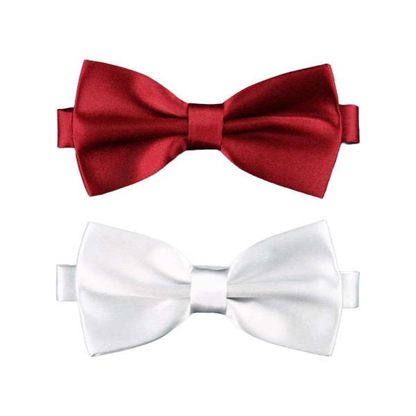 SLAXJNE Pack of 2 Plain Bow Ties for Men, Decorative
