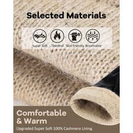 Aegend Sheepskin Genuine Leather Gloves for Women, Super Soft Warm Cashmere Lining Full Hand Touchscreen Anti-Slip Design Winter Gloves Thermal Gifts for Driving Riding Typing Outdoor Activit,Black,M