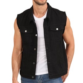 Weiai Denim Vest Men Vintage Casual Jean Jacket Sleeveless Outerwear