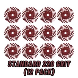 Dedeco Sunburst Radial Bristle Discs 12-Pack - 1" Straight - Red 220 Grit (Standard) - Aluminum Oxide for Polishing & Finishing