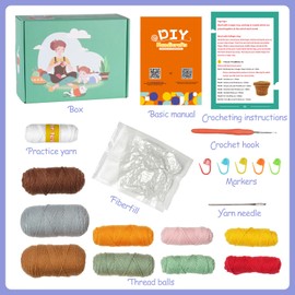 Tezkim Crochet Kit for Beginners Kids Learn to Crochet for Starters with Step-by-Step Video Tutorials Easy Amigurumi Crochet Animal Kits Knitting Kit for Adult (Cactus Plant)