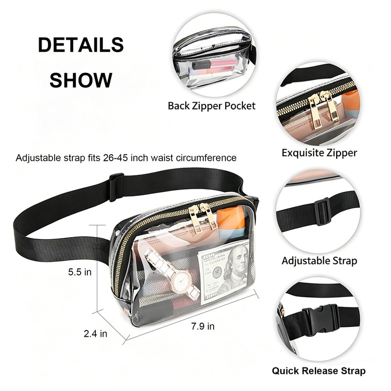 Hiflyer Clear Fanny Pack Stadium Approved, Crossbody Belt Bag for