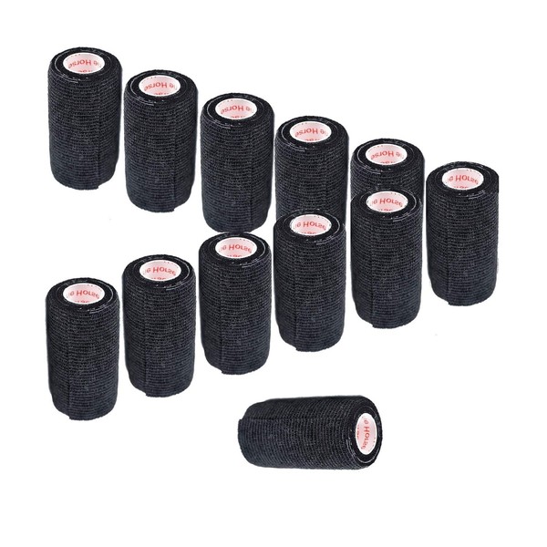 3 Inch Vet Wrap Tape Bulk (Black) (Pack of 12)