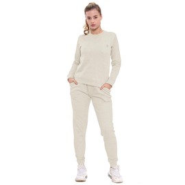 Bahob® Women’s Sportswear Set, Round Neck 2 Piece Women Track Suit Ladies Gym Wear Track Suit Stretch Leggings Yoga Workout Tracksuits Activewear Set XS to XL (Off White, XL)