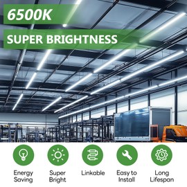 Pak 4FT LED Shop Lights, 2300LM 6500K Cool White, 20W Energy Efficient Linkable Ceiling and Under Cabinet Lighting, T5 Integrated Utility Fixture for Garage, Workshop, Basement, FCC Certified, 4 Pack