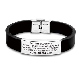 FALOGIJE Inspirational Letters to Our/My Daughter I Hope You Believe Bracelet Gifts from Mom and Dad