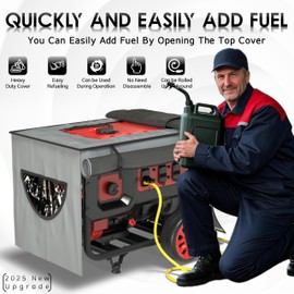 Generator Covers While Running, Generator Cover for Outside Heavy Duty Waterproof, 600+210D Double Layer Production,with Storage Bag, 38 "L x 28" W x 27 "H, for 12000W+ Frame Type Generators,Gray