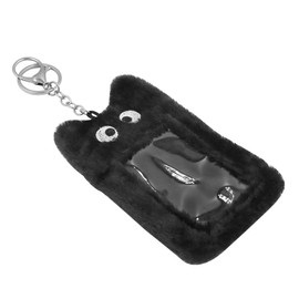 MOSSTYUS Plush Card Holder Fluffy Photocard Holder Bus Card Sleeve ID Bank Credit Card Holder Protector Stationery,Black
