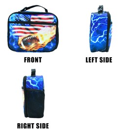 Betyiwling Football American Flag Lunch Box Insulated Reusable Lunch Bag Tote Cooler for Women Men Boy Girl School Work Office Picnic