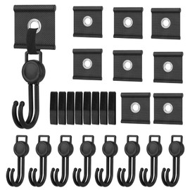 Ysimple Pack of 8 Piping Eyelets for Piping Rail - Pram Hooks, Piping Eyelets Caravan 5/6 mm - 7/8 mm, RV Awning Hooks, Black Piping Strips Hooks, Piping Rail Accessories for Camping Tent Caravan Awning