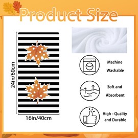 qiyeyeye Maple Leaves Fall Dish Towels for Kitchen,Fall Decorations for Home, Autumn Hand Towels, Farmhouse Pumpkin Bathroom Towel Set of 4, 16 x 24 Inch Orange Decor Autumn Kitchen Decoration.