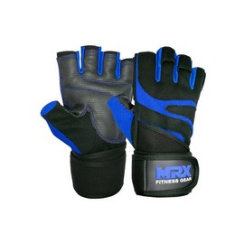 MRX Weight Lifting Gloves Gym Workout Training Bodybuilding Wrist Strap - Color: Blue, Size: XXL