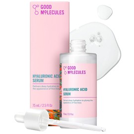 Good Molecules Hyaluronic Acid Serum 75ml - Deep Hydration for Dry Skin, Non-greasy Formula to Moisturize, Plump, Firm, and Smooth for Youthful Skin - 10% HA, Water-Based, Fragrance-Free, Cruelty-Free