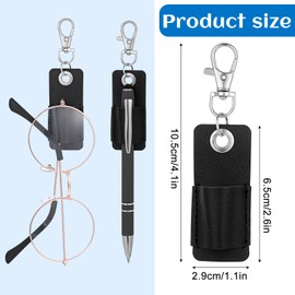 YUXIANLB 4 Pcs Badge Holders Pen Holder Clip Badge Lanyard Anti Lost Portable PU Leather Neck Storage Pen Case Keychain Leather Lanyard Pen for Nurses Courier Clerk Accessories Black Men Women