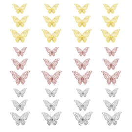 Pack of 36 Butterfly Decorations, Wall Decoration, 3D Butterfly Ornaments, Vivid Removable Stickers, Butterfly Decoration, 12 Each in Gold, Silver and Rose Gold