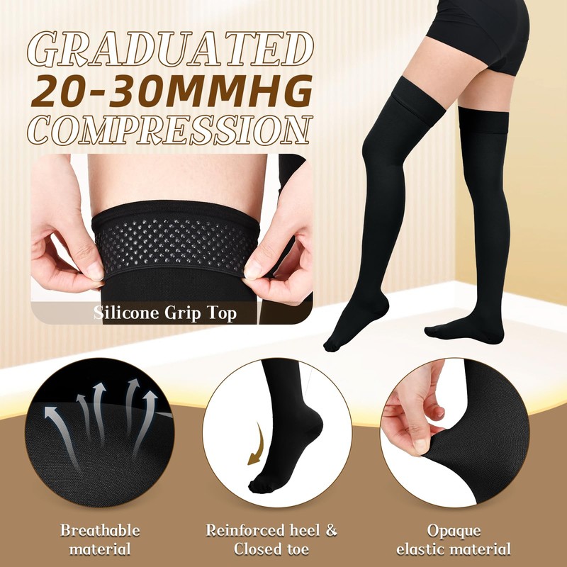 Wegitcs 20-30mmHg Compression Stockings for Women & Men, Closed Toe