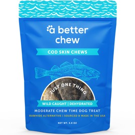 A Better CHEW – Wild Caught Cod Skin Dog Treats | Sourced and Made in The USA, Single Ingredient, Dehydrated | Natural, Healthy Alternative to Rawhides + Bully Sticks, Long Lasting Chew