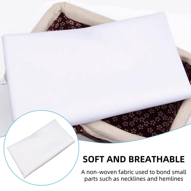 Iron-On White Wide Ironing Interfacing Fabric, White Non-Woven Insert, Lightweight