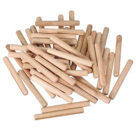 PATIKIL Wooden Dowel Pins 3/8" x 3-3/16" (10mm x 80mm) Straight Dowel Rods Wood Fluted Dowels Rods for Crafts Furniture DIY Hardwood Count 60