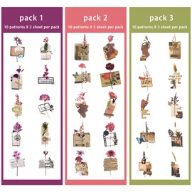 Mayplous 6 Packs Flower Sticker Scrapbook Sticker Decorative Planner Sticker Assorted Floral Sticker Journal Sticker for Scrapbooking Card Making Diary Photo Album Handcrafts (Angus)