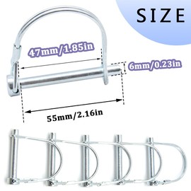 Hocansen 5 Pcs Wire Locking Pins 6x55mm D Shape Safety Coupler Pin Round Wire Shaft Locking Pin with Arch Wire Retainer for Farm, Tractors, Trailers（6x55mm/DX）
