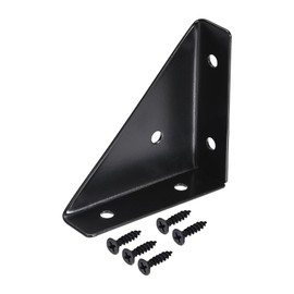 uxcell 2Pcs Angle Corner Brackets 66mm x 66mm, Cold Rolled Steel Braces Joining Support with Screws for Desk Bed Edge (Black)