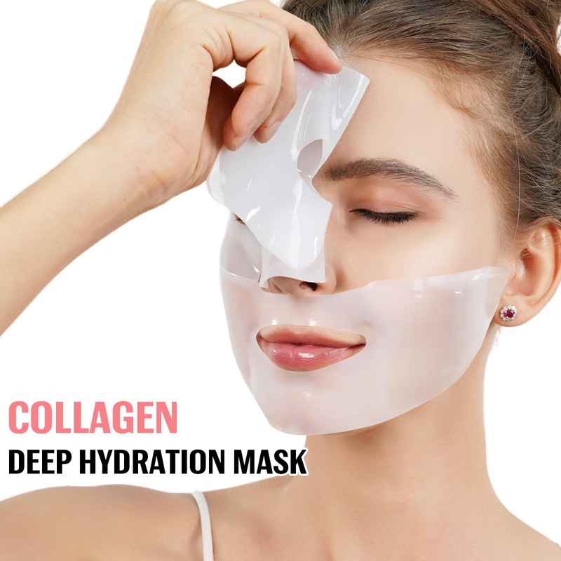 Collagen Face Mask, 4 Pack Collagen Mask, Hydrating Overnight Hydrogel