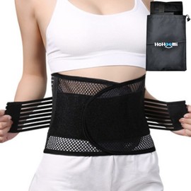 HoHoemi Waist Supporter, Corset, Thin, Lightweight, Excellent Breathability, Mesh, S - 6L, Adjustable with 3D Bones, Incredibly Lightweight, black, Lサイズ/適合ウエスト76~85cm