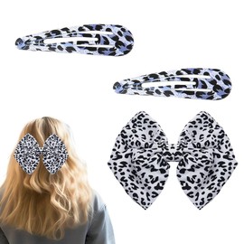 Y2k Leopard Print Bow Clip for Curly Thin Hair Decorations for Braids Hair Barrettes for Fine Thick Hair French Barrette Clip Bow Leopard Hair Clip for Women Girls Punk Goth Hair Accessories 3 Pcs