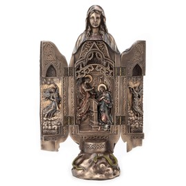 Veronese Design Lady of Grace Triptych Hinged Resin Sculpture Bronze Finish