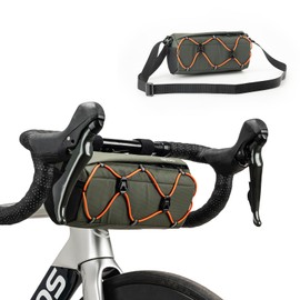 ROCKBROS Bicycle Handlebar Bag, Bicycle Bag for Front Handlebars, Bicycle Accessories for Mountain Bike and Road Bike, Shoulder Bag with Shoulder Strap, Green