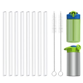Replacement Straws Compatible with Zak Designs Kids 15.5 Oz Insulated Water Bottle,16 Oz Kids Plastic Cups,Build-in straw with Silicone Small Opening 8 Straws,2 Cleaning Brushes