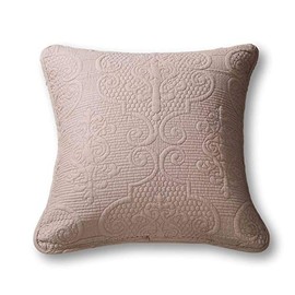 DaDa Bedding Beige Euro Sham - Sand Dollar Taupe Floral Elegant - Accent Quilted Pillow Cover - Neutral Tan - 26" x 26"