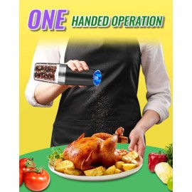 Rongyuxuan Gravity Electric Salt & Pepper Grinder Set Battery Operated w/ Light