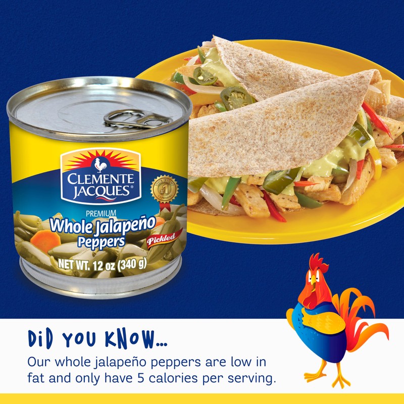 Clemente Jacques Whole Jalapeno Peppers, 12 oz (Pack of 12)