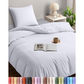 Utopia Bedding Bed Linen 135 x 200 cm Set, Microfibre Duvet Cover 135 x 200 cm + 1 Pillowcase 80 x 80 cm, White