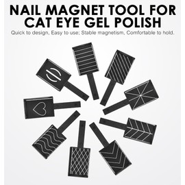 Rolabling 9 Patterns 3D Cat Eye Gel Polish Nail Magnet Tool for Nail Art Design Magnetic LED Polish Soak Off UV Gel DIY Magnet Stick Manicure Art Tools Kit for Salon Studio or Home (06, Diamond)