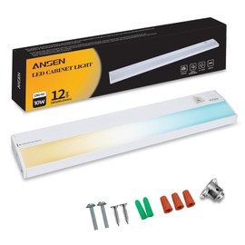 Ansen Hardwired Under Cabinet Lighting, 12in 10W LED Light for Kitchen/Closet, 666.7lm, CRI>92, R9>90, Dimmable, 3 Color Temperature, 3000K/4000K/5000K(Warm White, Cool White, Daylight)