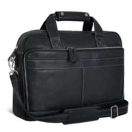 Oak Leathers Leather Messenger Bag for Men and Women - Laptop Briefcase Bag For College, Office, Adjustable Shoulder Strap (Nappa Black)