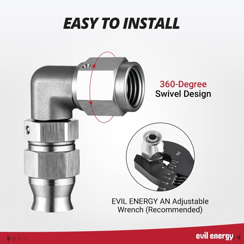 EVIL ENERGY Stainless Steel 4AN PTFE Hose End Fitting, 4AN