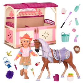 Glitter Girls – 14-Inch Equestrian Doll & Horse with Stable Accessory – Equestrian Playset 3+ Years – Floe & Celestial, Horse Stable