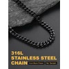 Mens Black Necklace,Stainless Steel Miami Cuban Chain Necklace,7mm Black Chain
