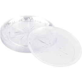 MATANA 20 Premium Clear Hard Plastic Dessert Plates, 19cm / 7 Inch - Elegant & Reusable Small Side Plates, Starter Plates for Weddings, Birthdays, Picnic, BBQ, Parties