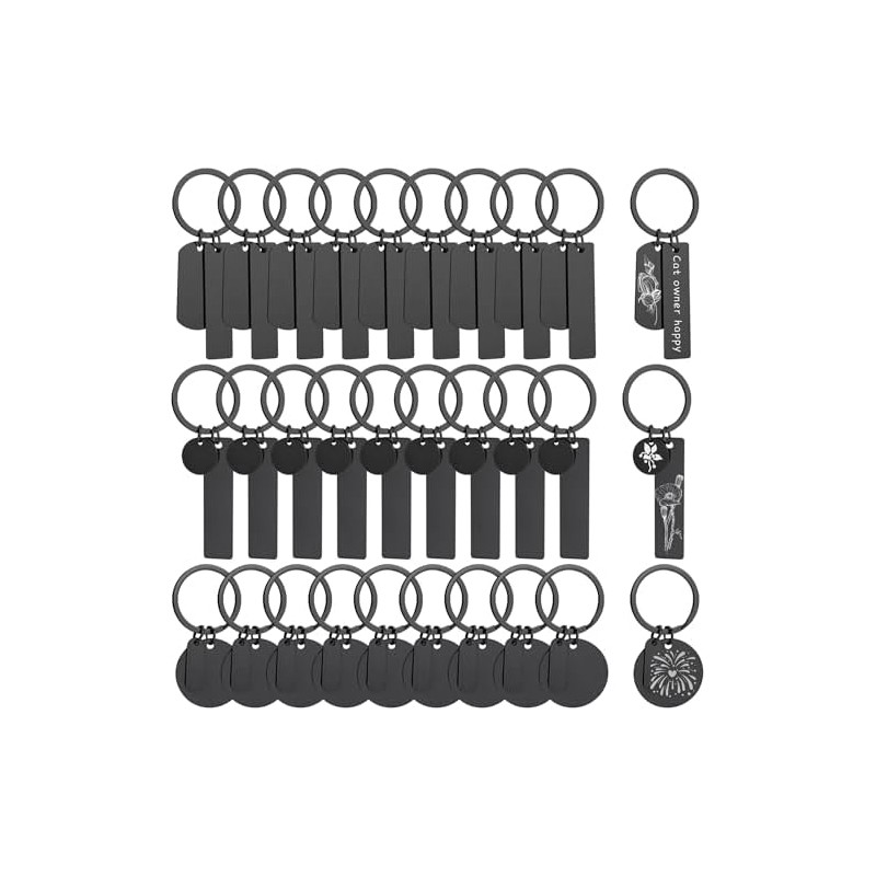 Framendino, paquete de 30 llaveros de metal grabables en blanco,
