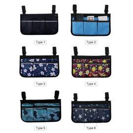 Wheelchair Bag with Pockets Reflective Strips Armrest Side Bag for Electric Wheelchair Mobility Scooter Walking Frame Storage Pouch