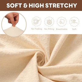 Waterproof Chair Covers for Dining, Chair Covers 4 Pack, Splash-Proof Seat Covers, Covered Stretch Jacquard Washable Slipcover Removable (Beige)