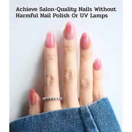 ruyeefam Nail Polish Strips - 22 Pcs Salon Quality Gel Nail Stickers - Long Lasting Wraps (Strawberry Cocktail Pink&Orange)