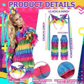 Cotwinter 3 Pcs Pinata Halloween Costume for Women Multicolored Dress Headband Leg Warmers for Halloween Party Cosplay (Medium)