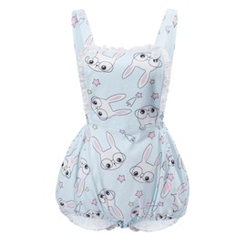 CutiePlusU Cotton Button Crotch Adult Onesie Romper Bodysuit Pyjamas Full Print Overalls, Dr. Bunny