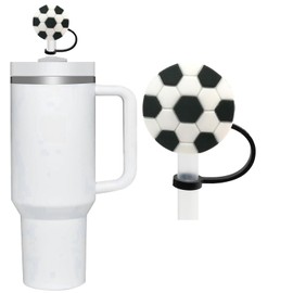 Soccer Sports Balls Straw Cover Cap, Cartoon Straw Silicone Dust Topper for Tumblers Cup, Cute Drinking Silicone Straw Tips Lids for 10 mm Straws Plugs, Reusable Straw Covers Decoration（JLY049）
